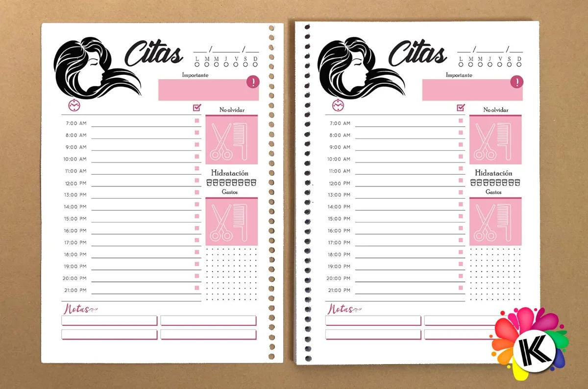 Agenda perpetua peluqueria sublimable