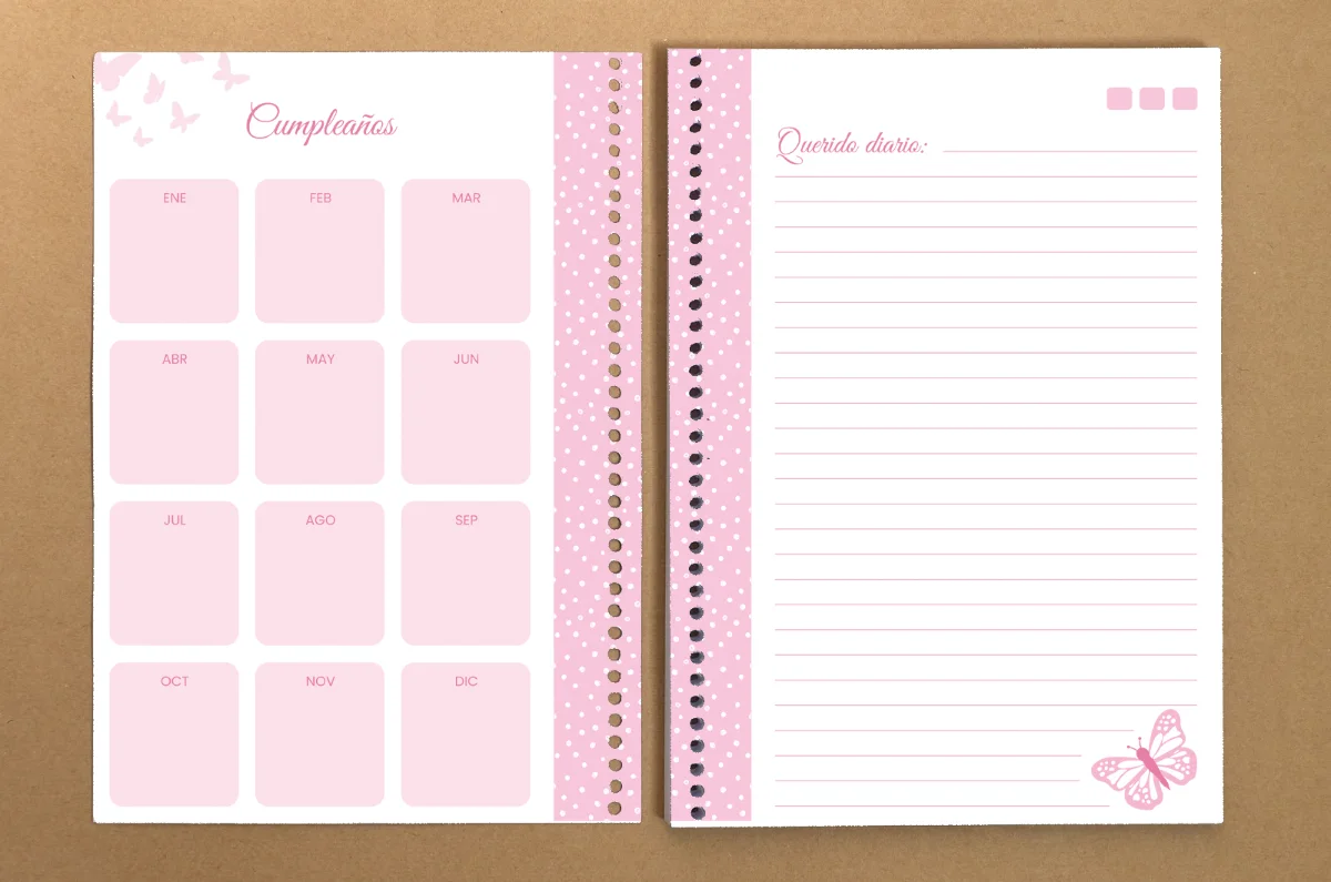 Diario intimo rosado sublimable miniatura 2