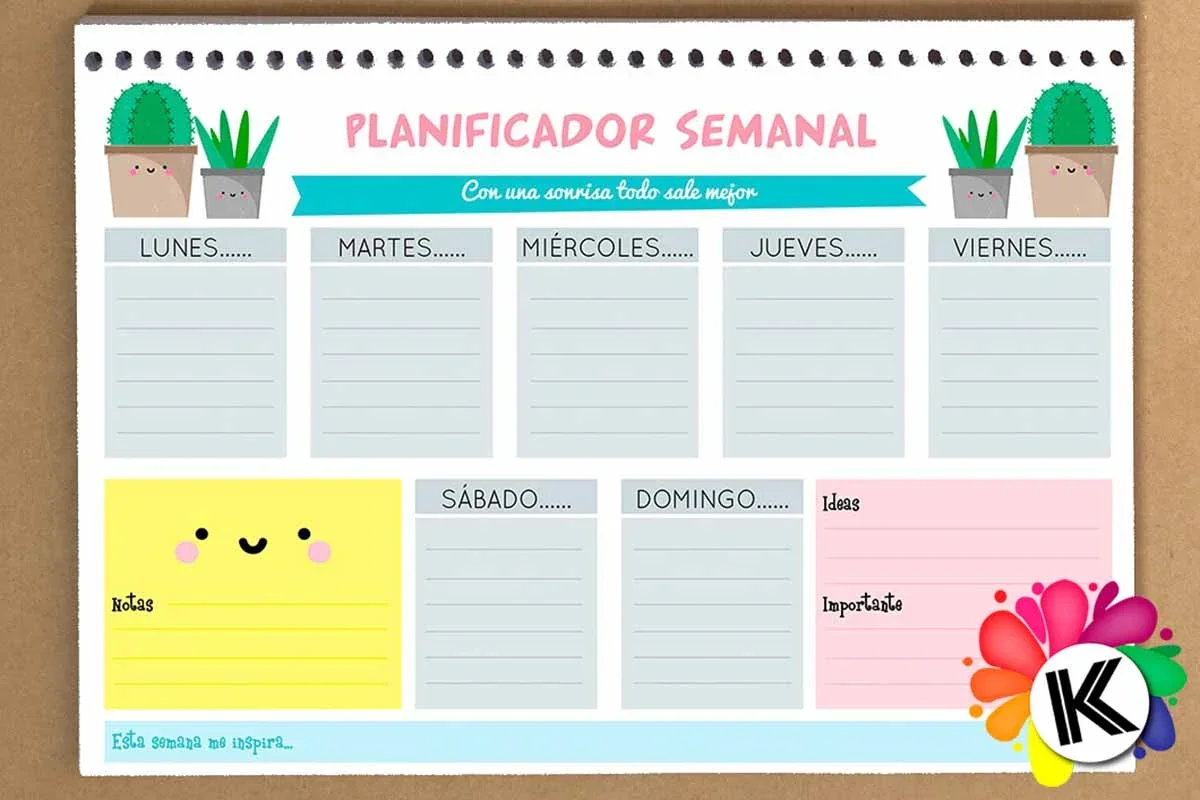 Planner infantil semanal sublimable